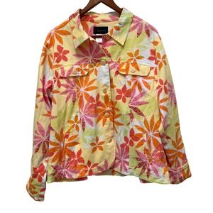 à la carte XL Floral Print Button Front Jacket Women's‎ Yellow Pink Orange